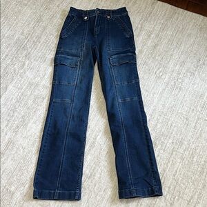 White House Black Market Dark Blue Straight Leg Cargo Jeans